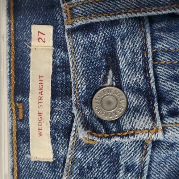 Levi's Wedgie Straight Denim Jeans 27W Patchwork - Picture 2 of 9